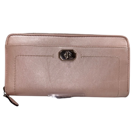 Coach Handbags - Coach Campbell Turnlock Leather Accordion Wallet - Pearlized Pink EUC